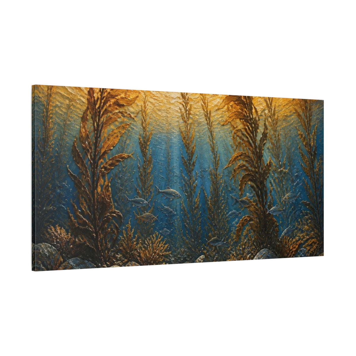 Side Mockup 2. Coastal Kelp Forest shown as canvas print