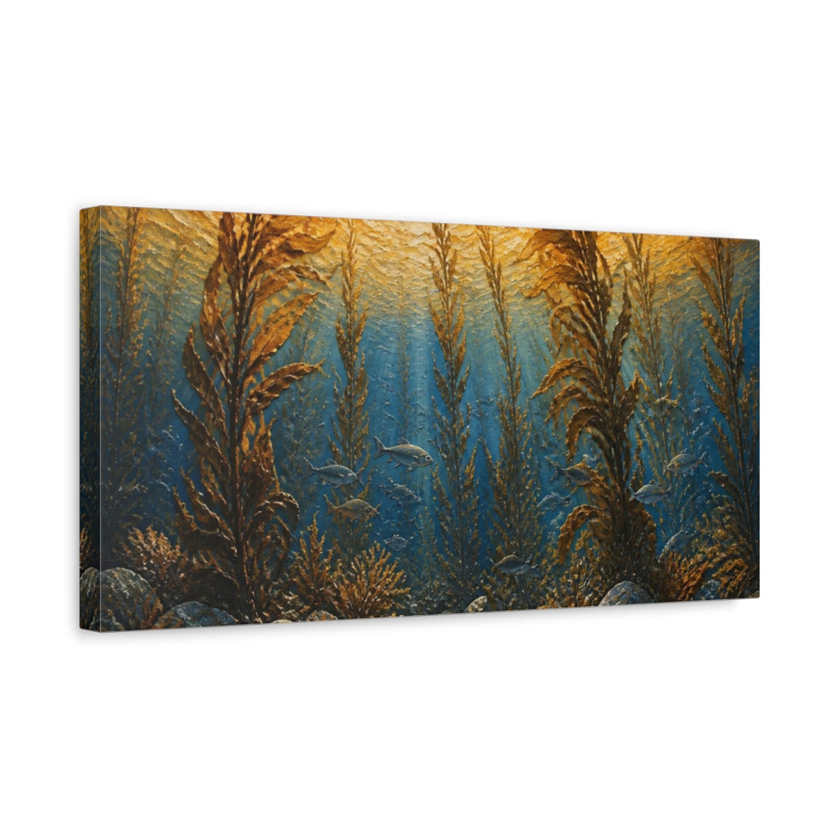 Side Mockup 3. Coastal Kelp Forest shown as canvas print