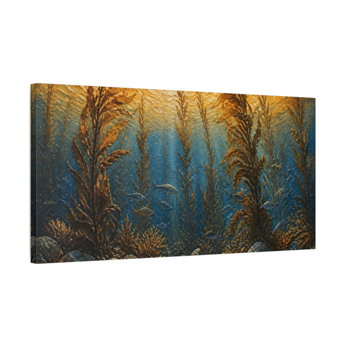 Side Mockup 1. Coastal Kelp Forest shown as canvas print