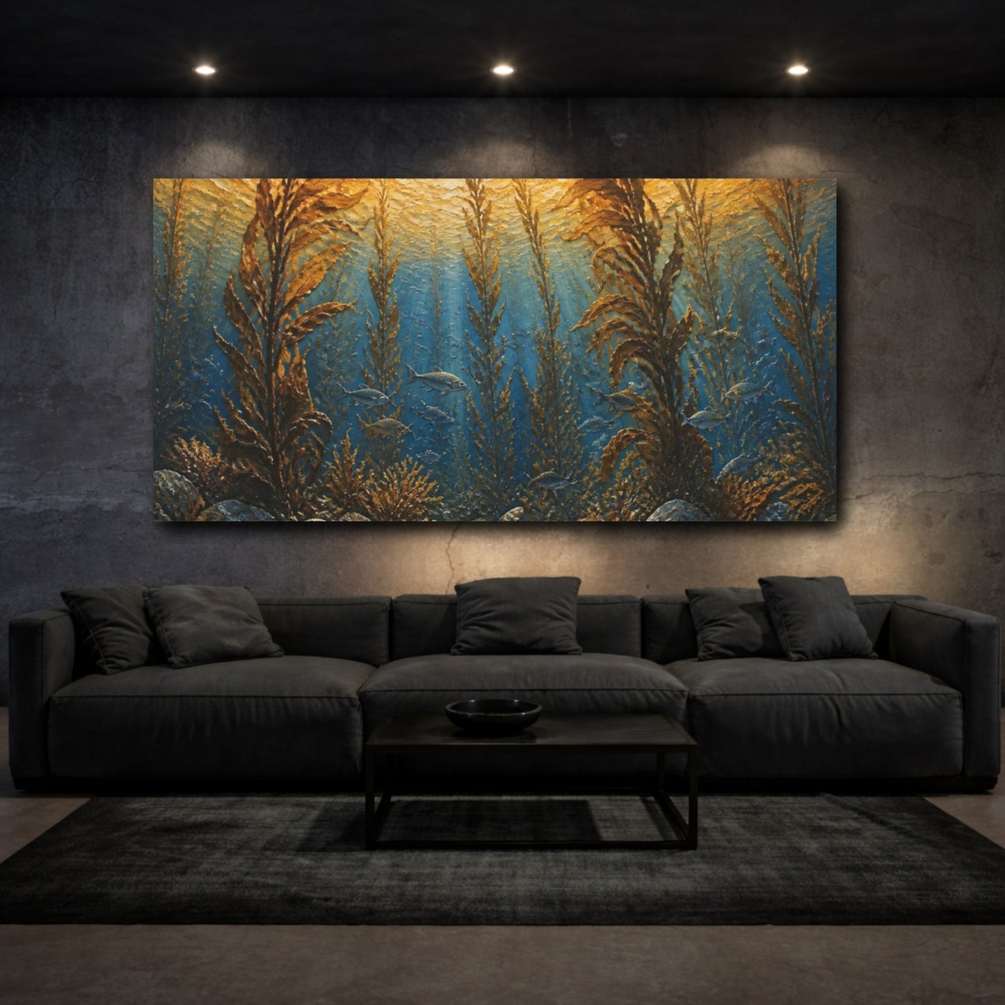Mockup 3. Coastal Kelp Forest shown as canvas print