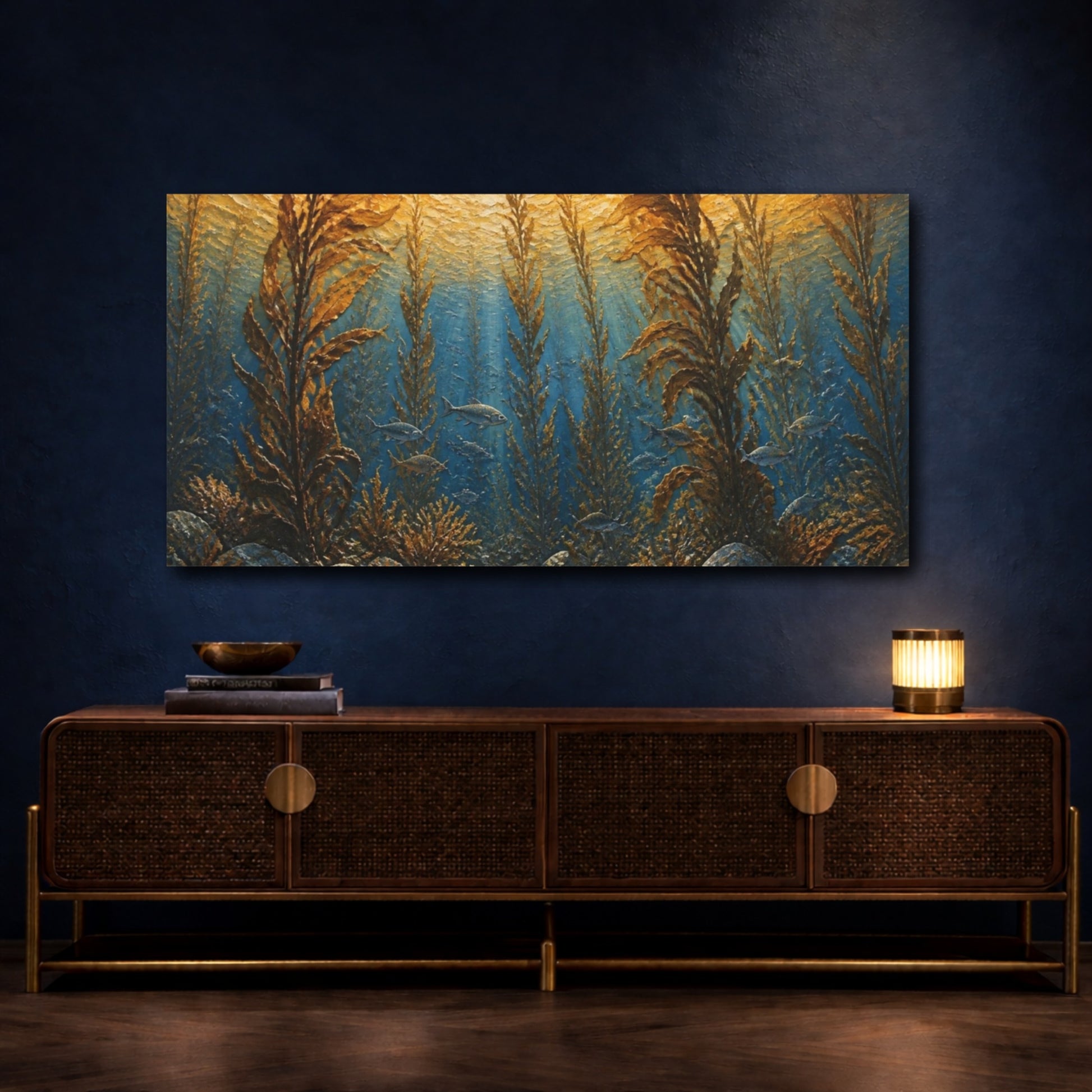 Mockup 4. Coastal Kelp Forest shown as canvas print