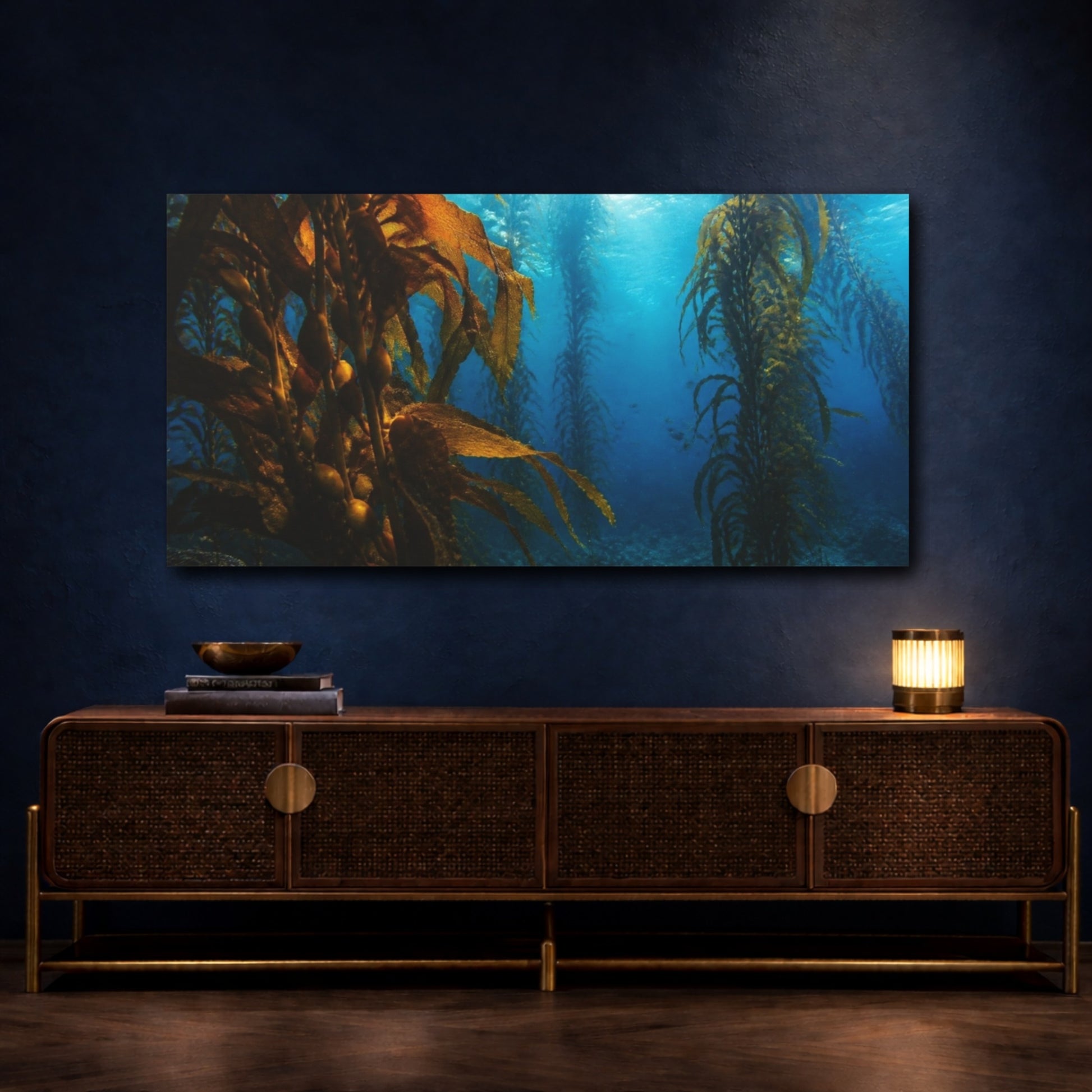 Mockup 4. Coastal Kelp Forest shown as canvas print