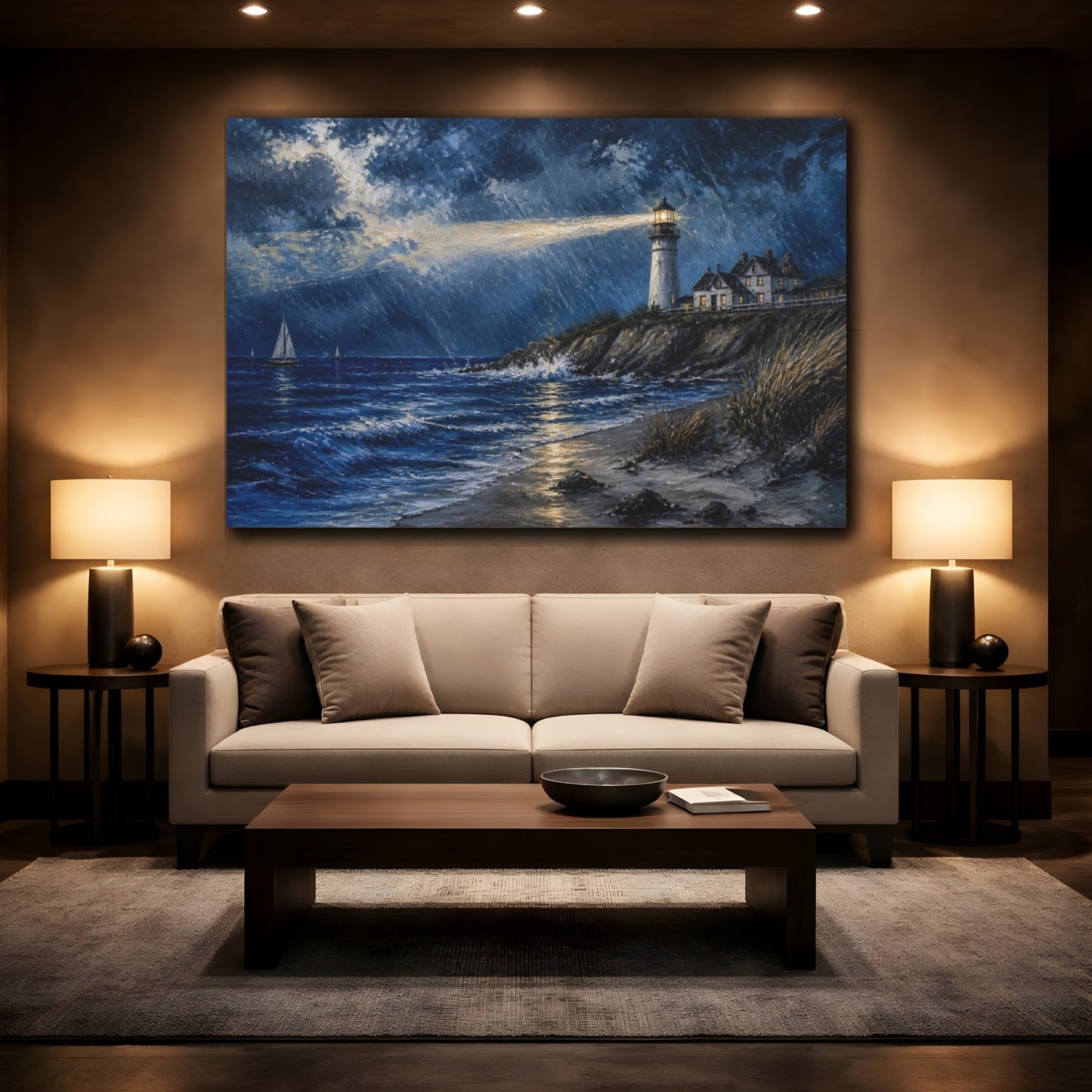 Mockup 2. Coastal Lighthouse Beacon shown as canvas print