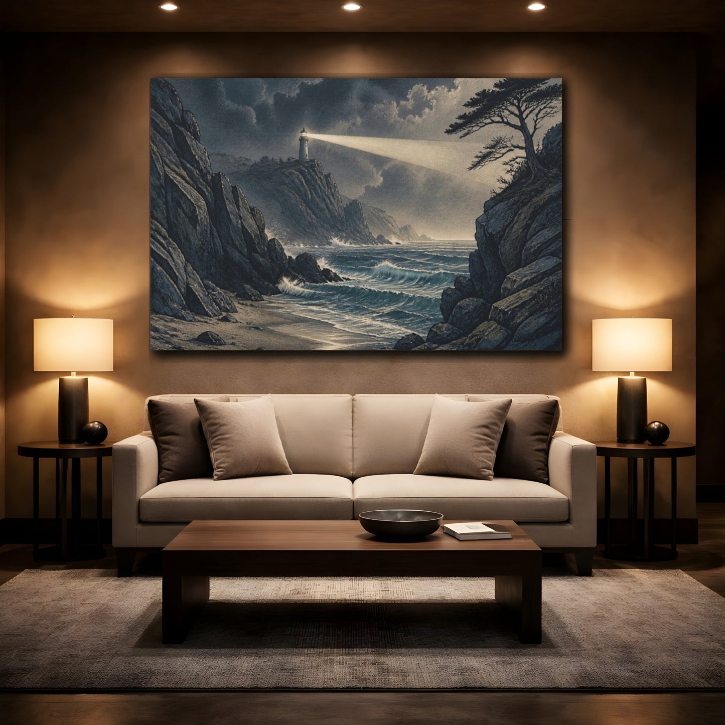 Mockup 2. Coastal Lighthouse Beacon shown as canvas print