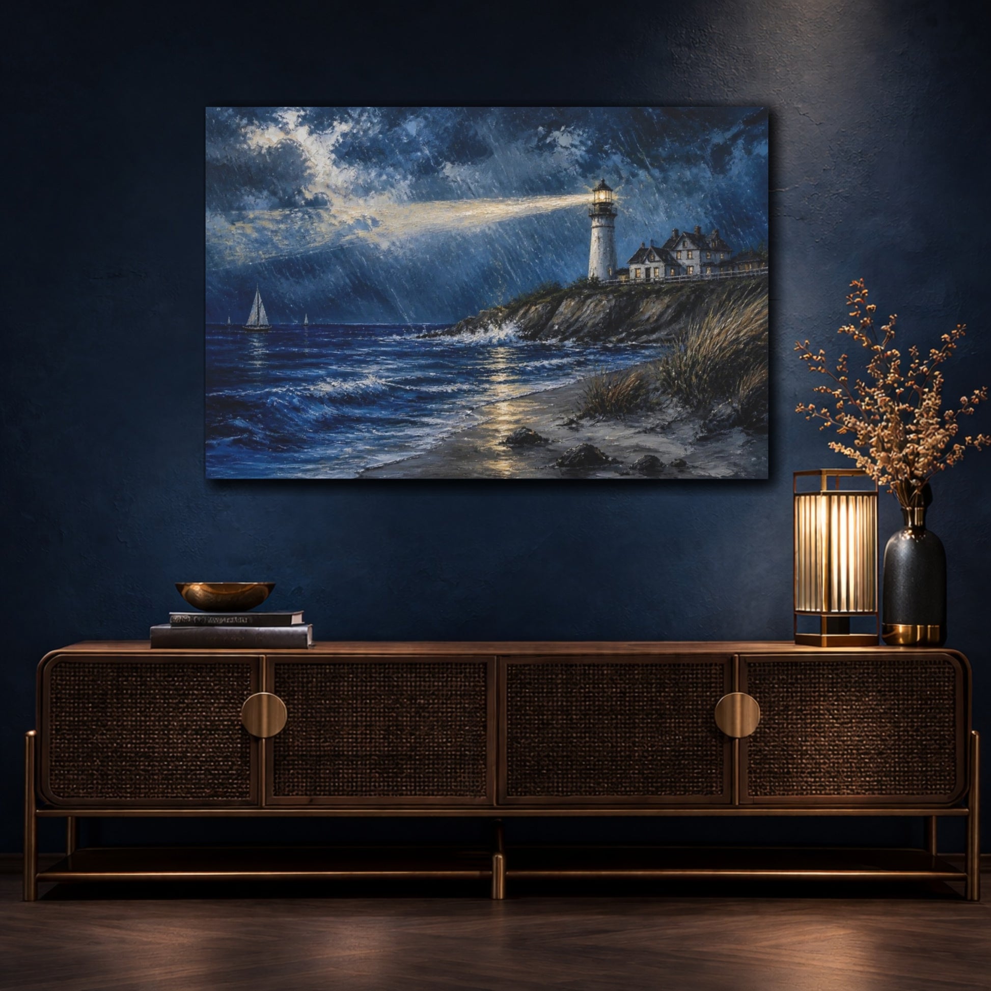 Mockup 4. Coastal Lighthouse Beacon shown as canvas print