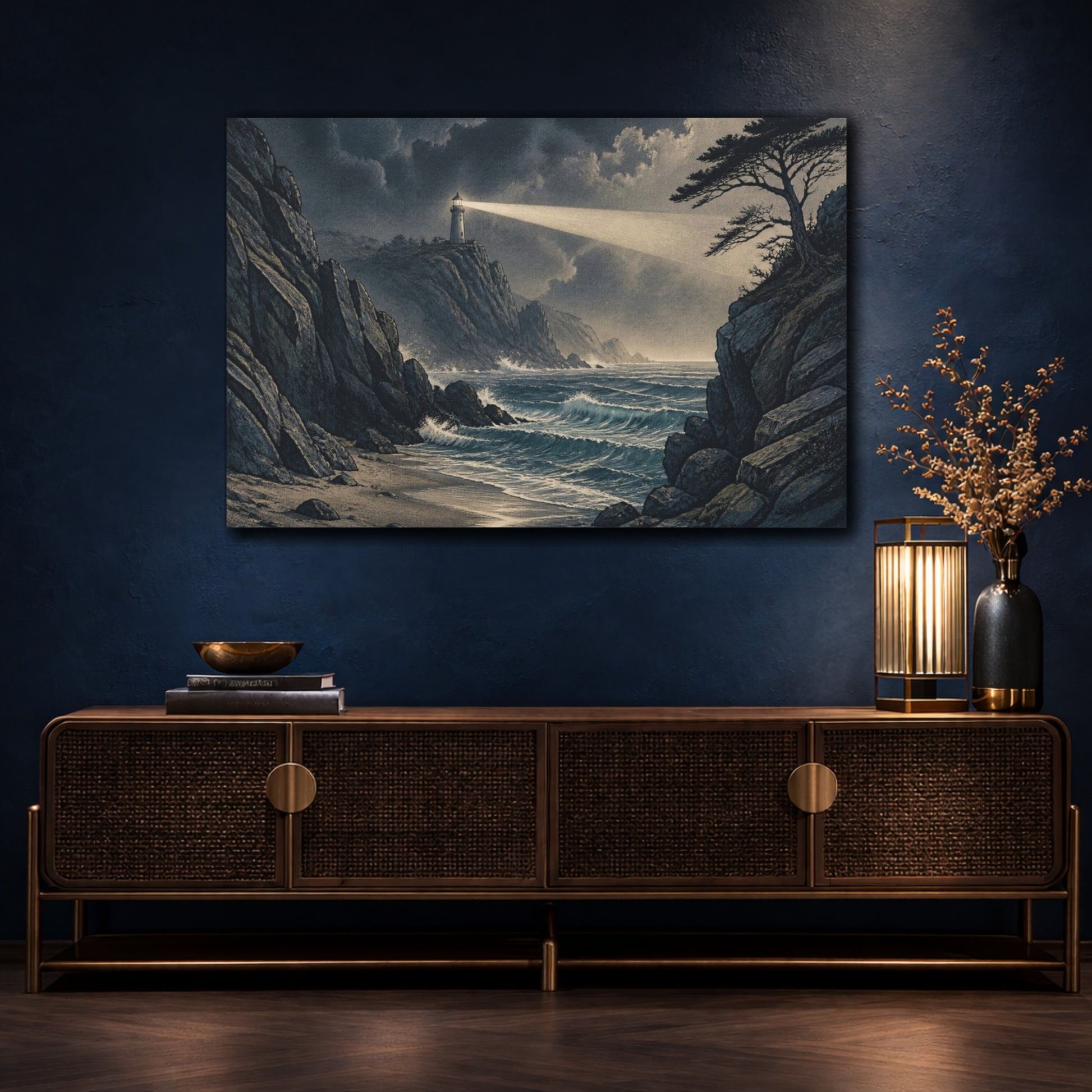 Mockup 4. Coastal Lighthouse Beacon shown as canvas print
