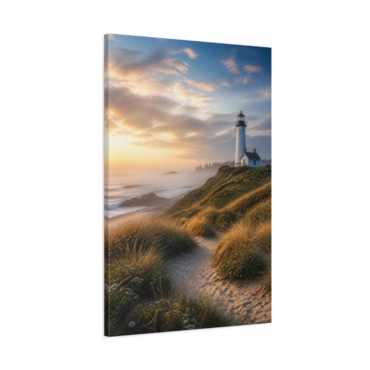 Main Mockup. Coastal Lighthouse Landscape shown as canvas print