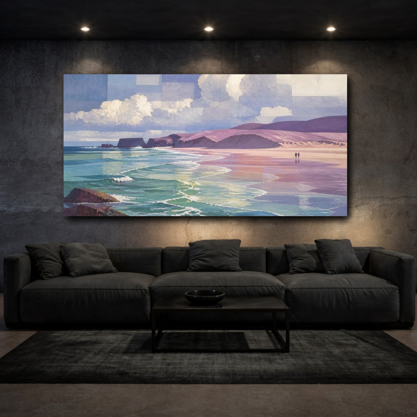 Mockup 3. Coastal Mauve Beach Walk shown as canvas print
