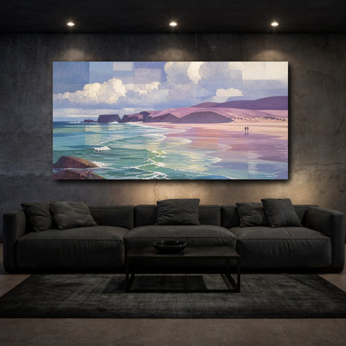 Mockup 3. Coastal Mauve Beach Walk shown as canvas print