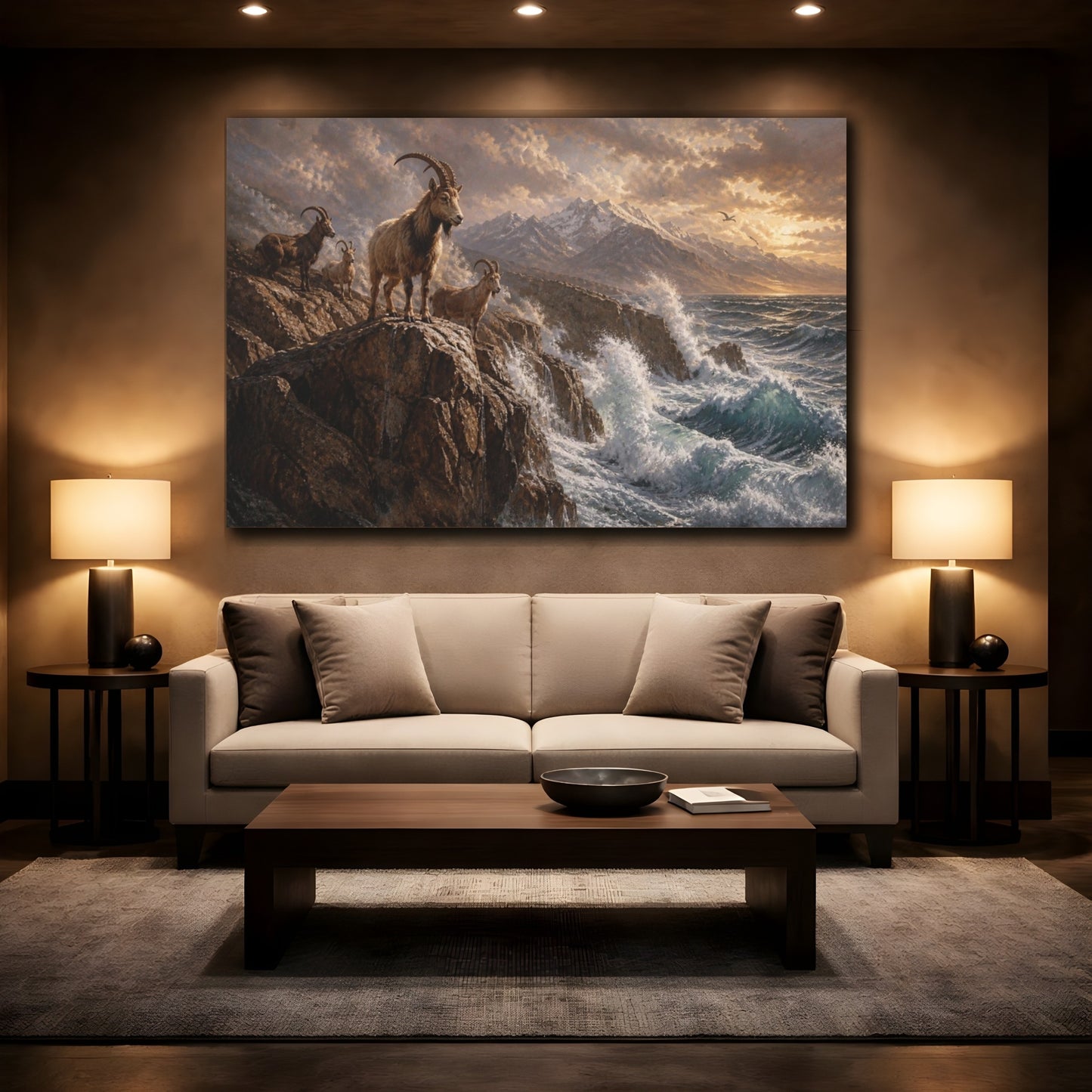 Mockup 2. Coastal Mountain Goats shown as canvas print