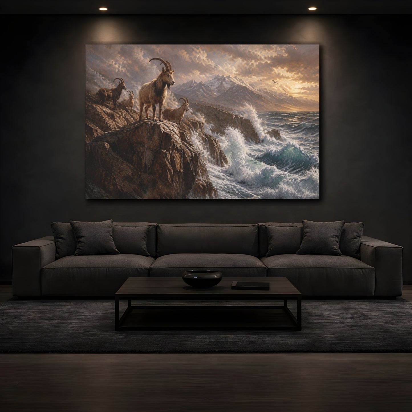 Mockup 3. Coastal Mountain Goats shown as canvas print