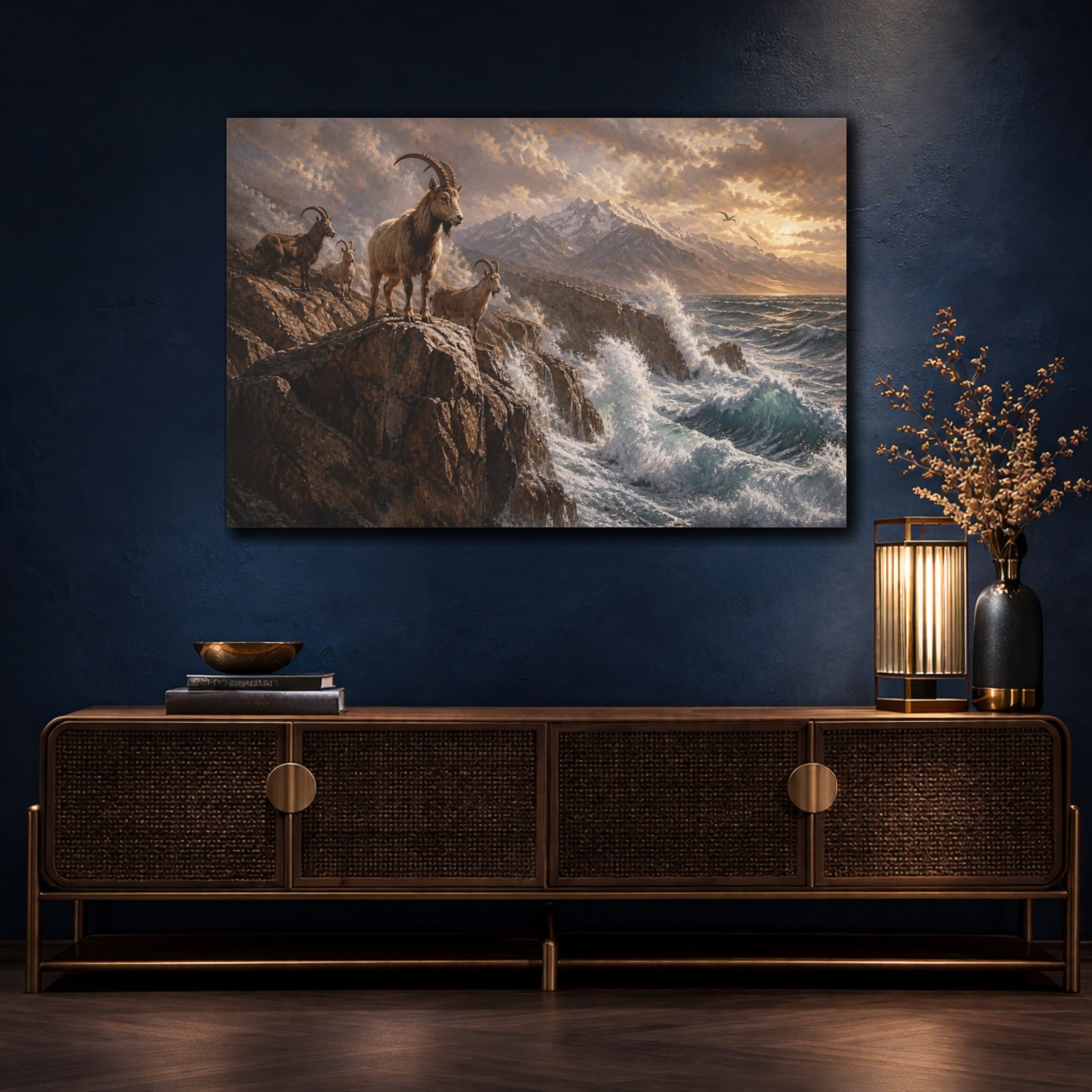 Mockup 4. Coastal Mountain Goats shown as canvas print