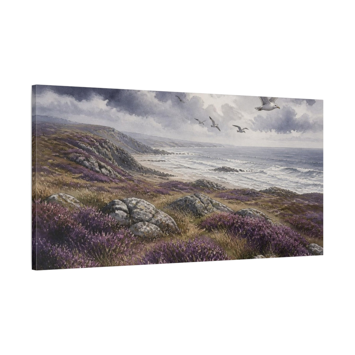 Main Mockup. Coastal Nature Heather shown as canvas print