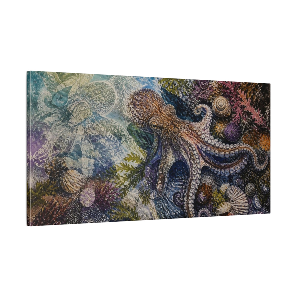 Main Mockup. Coastal Octopus Tide Pool shown as canvas print
