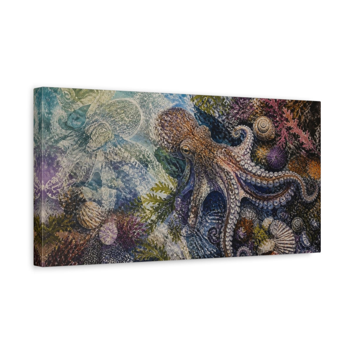 Side Mockup 3. Coastal Octopus Tide Pool shown as canvas print