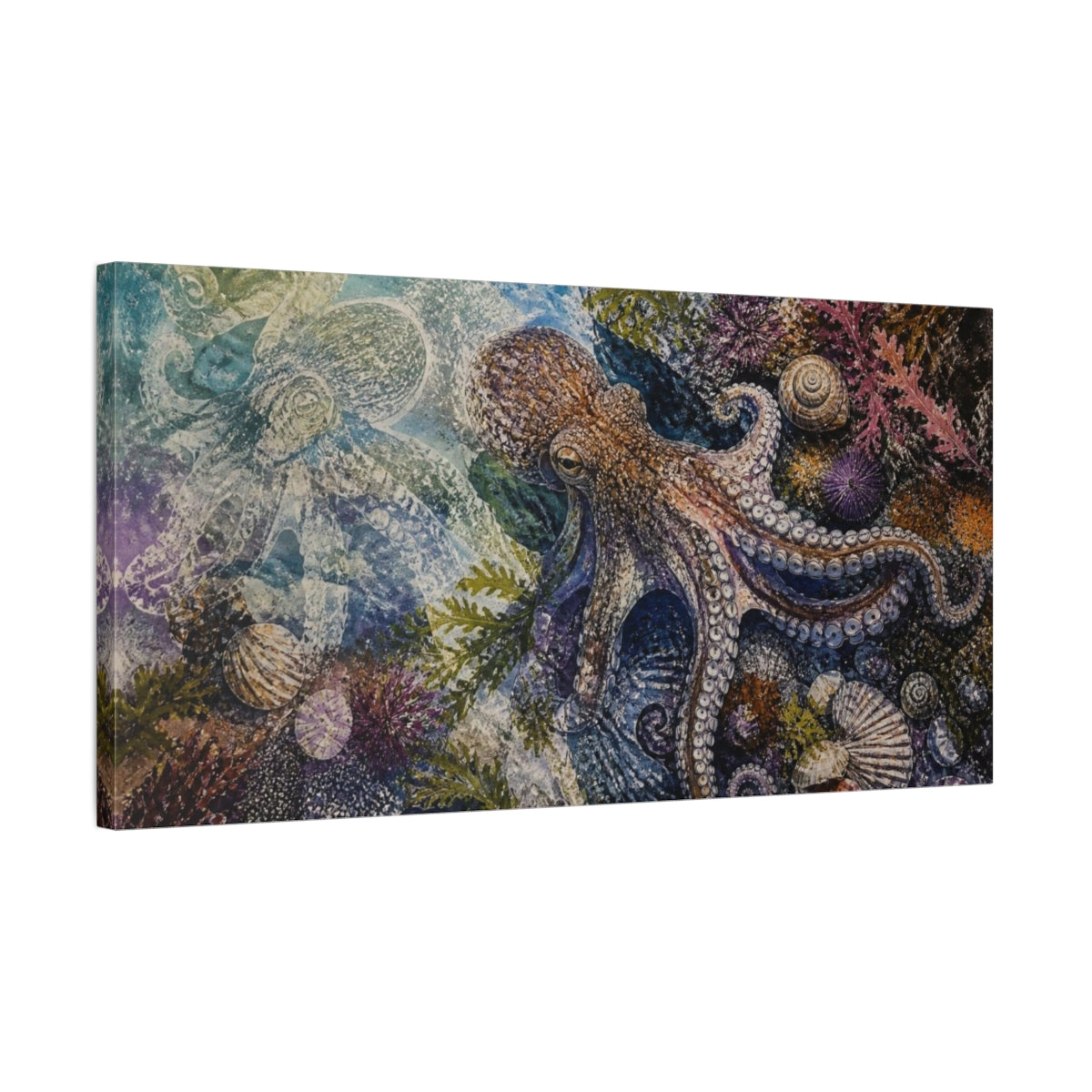 Side Mockup 1. Coastal Octopus Tide Pool shown as canvas print