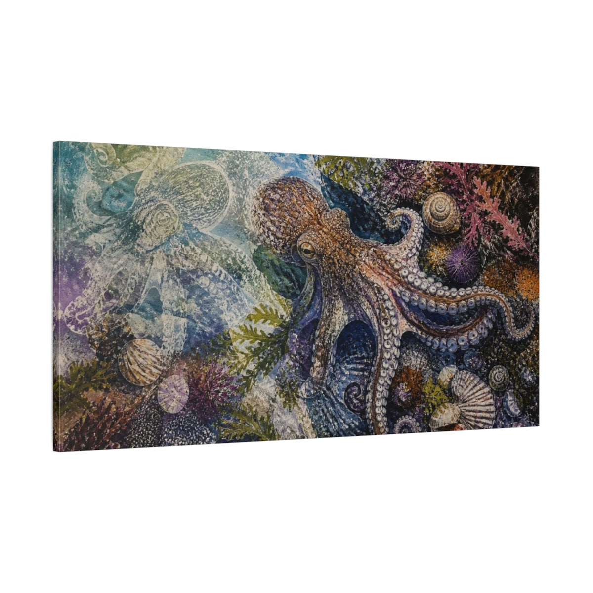 Side Mockup 2. Coastal Octopus Tide Pool shown as canvas print