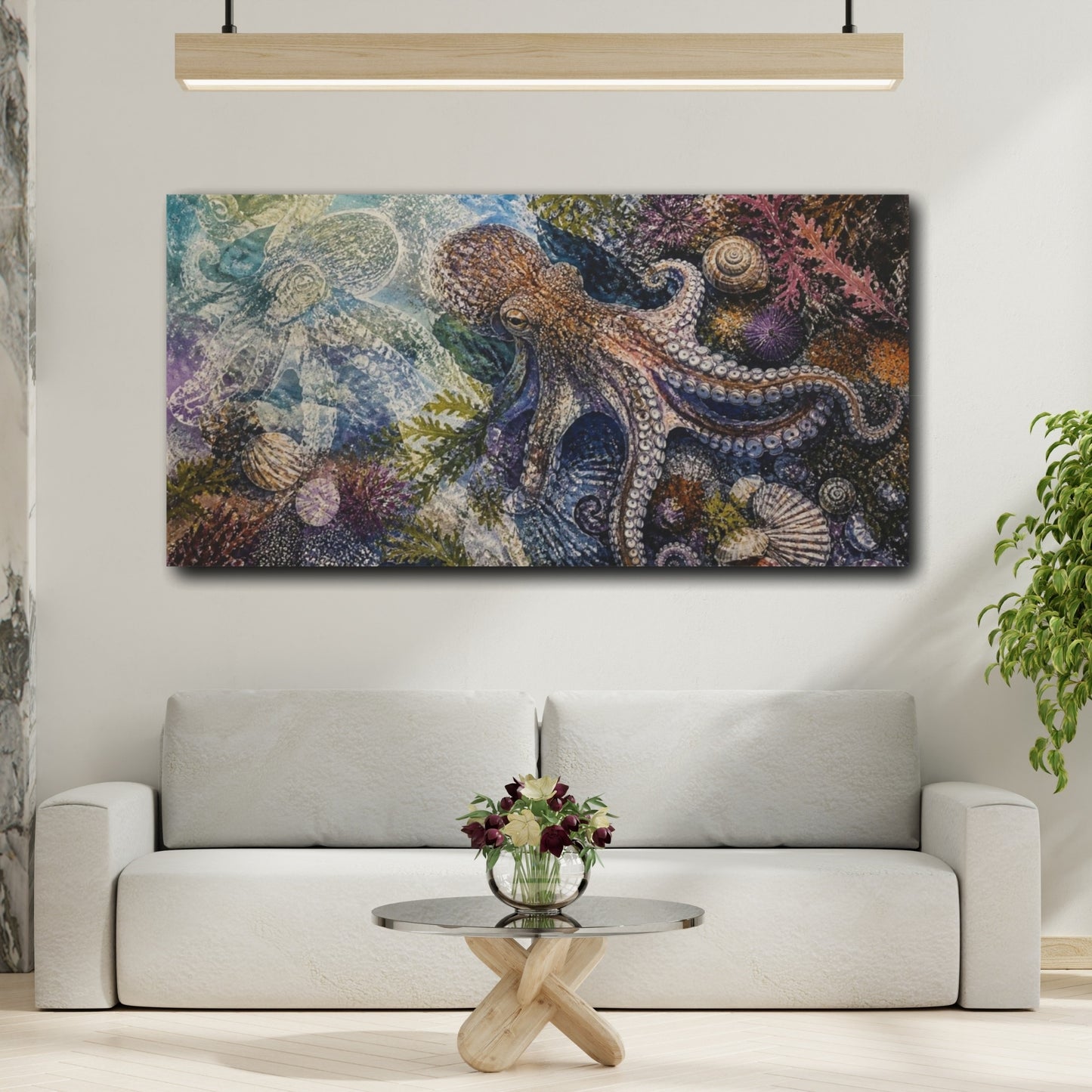 Mockup 2. Coastal Octopus Tide Pool shown as canvas print