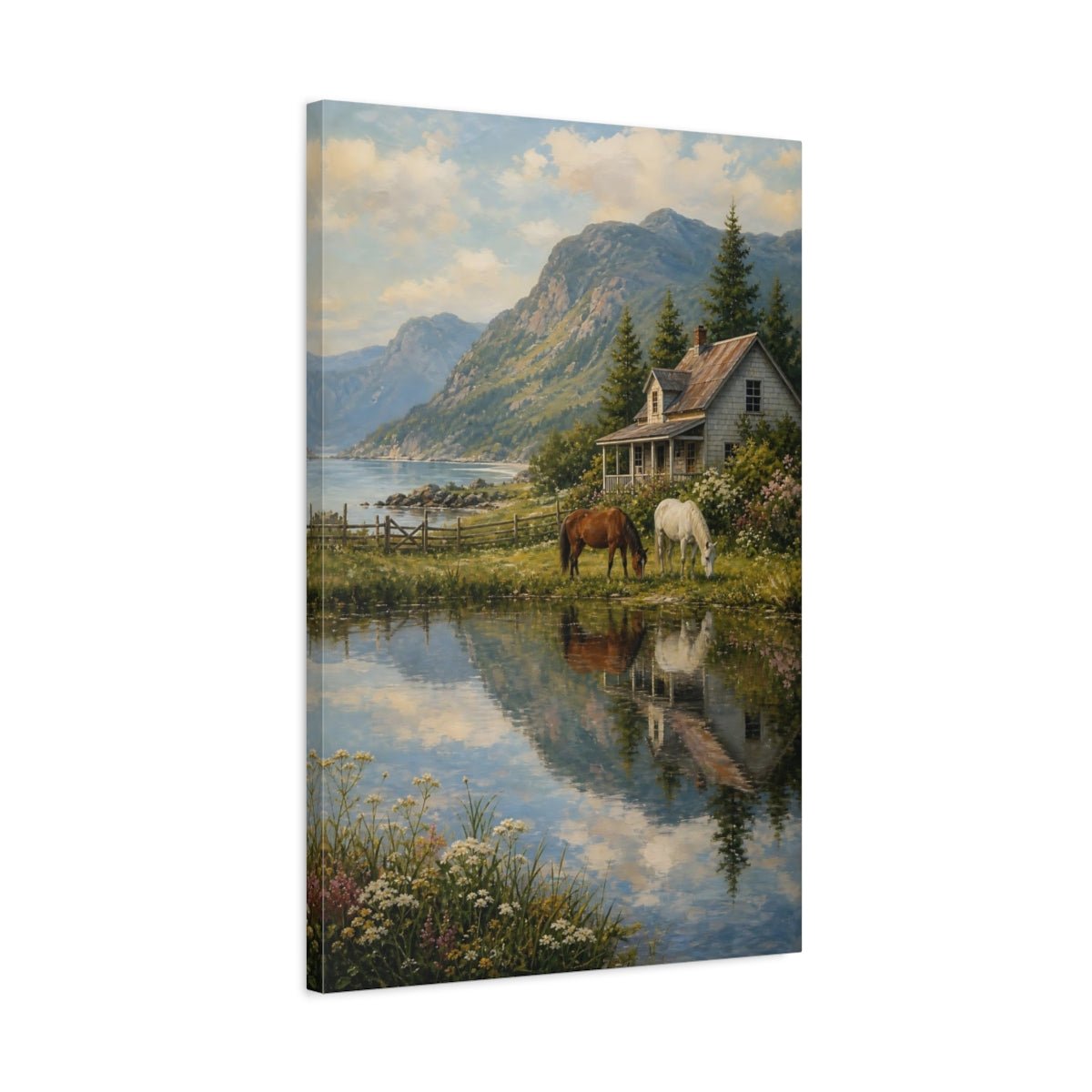 Coastal Oil Painting With Salt - Air Patina Canvas Wall Art Print – Living Room Decor, Above Fireplace - YesArtYes