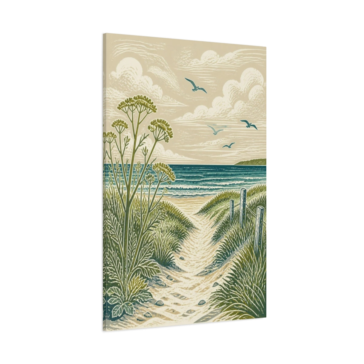 Side Mockup 1. Coastal Path To Sea shown as canvas print