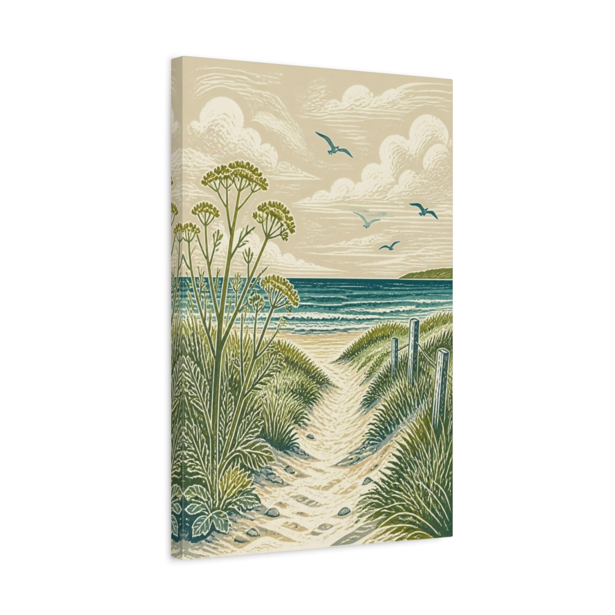 Side Mockup 3. Coastal Path To Sea shown as canvas print