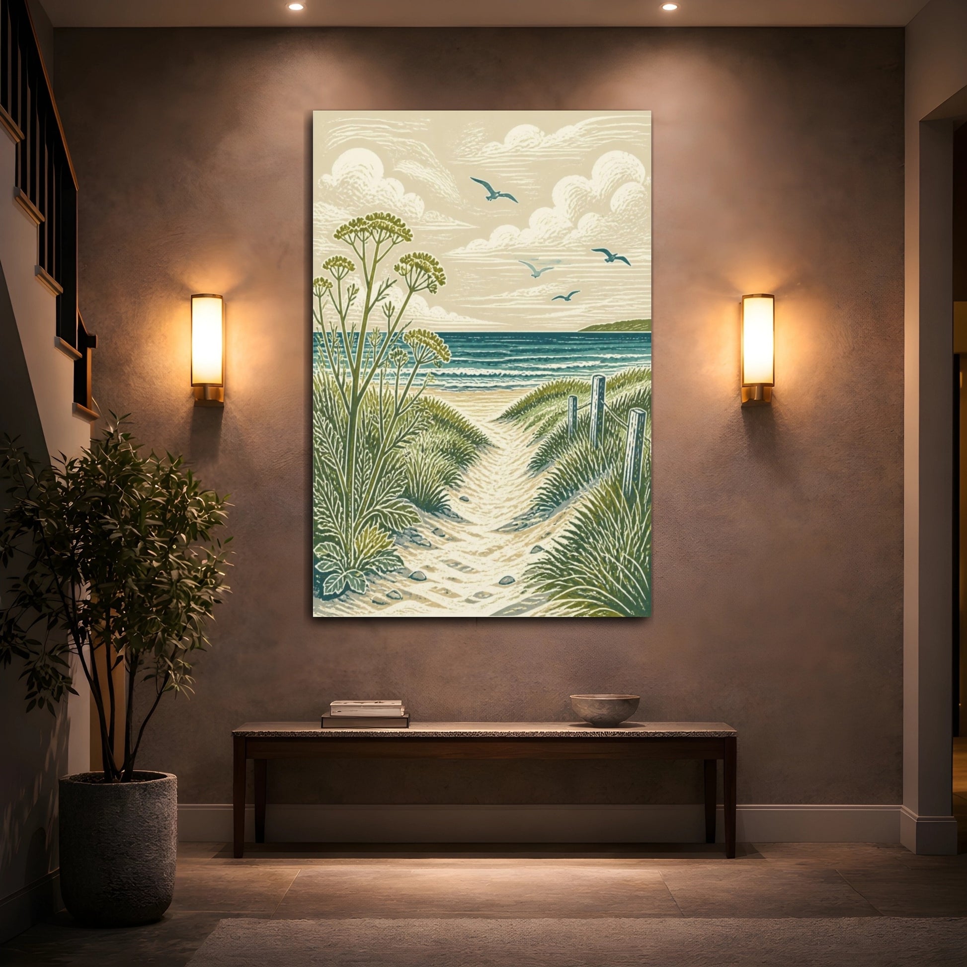Mockup 2. Coastal Path To Sea shown as canvas print
