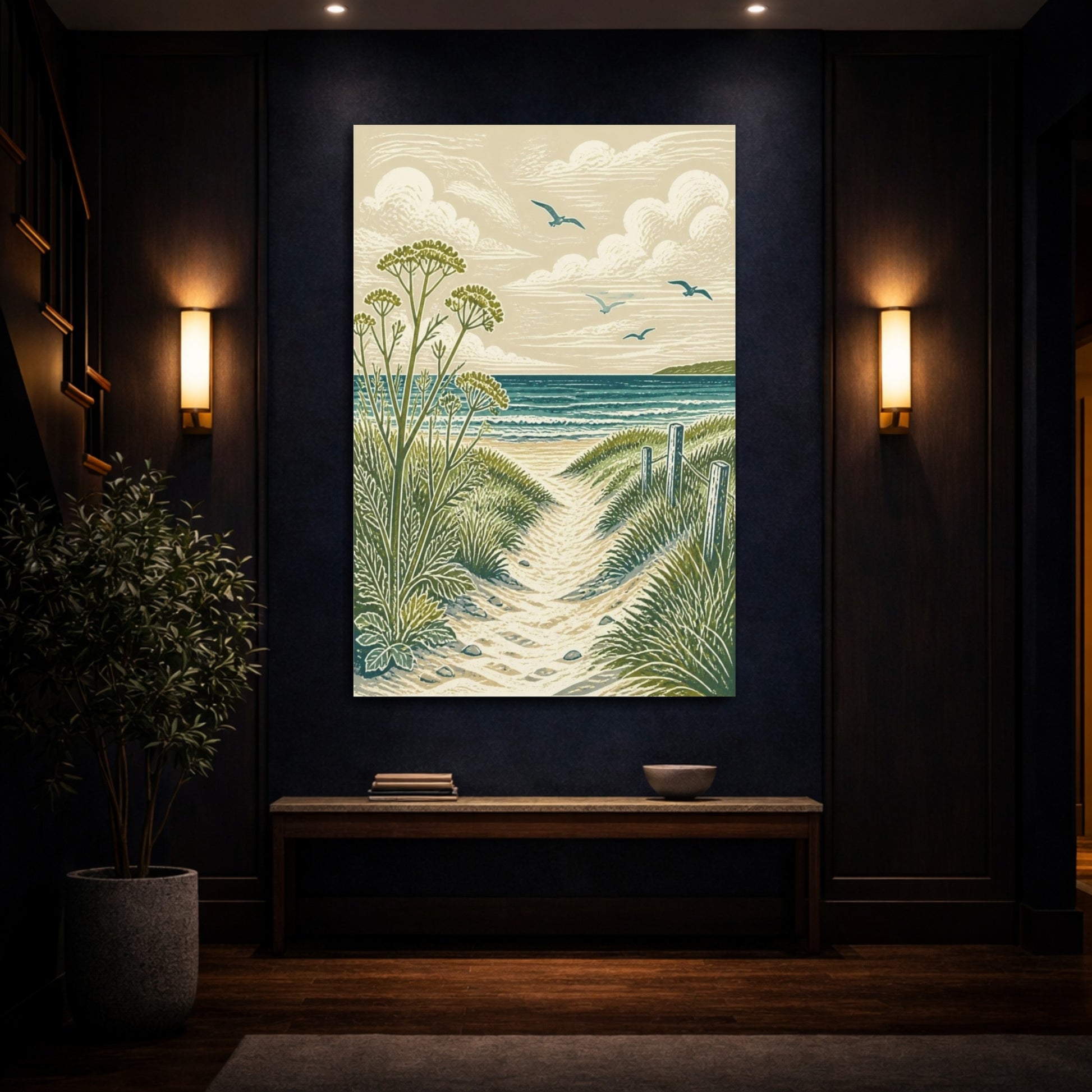 Mockup 4. Coastal Path To Sea shown as canvas print