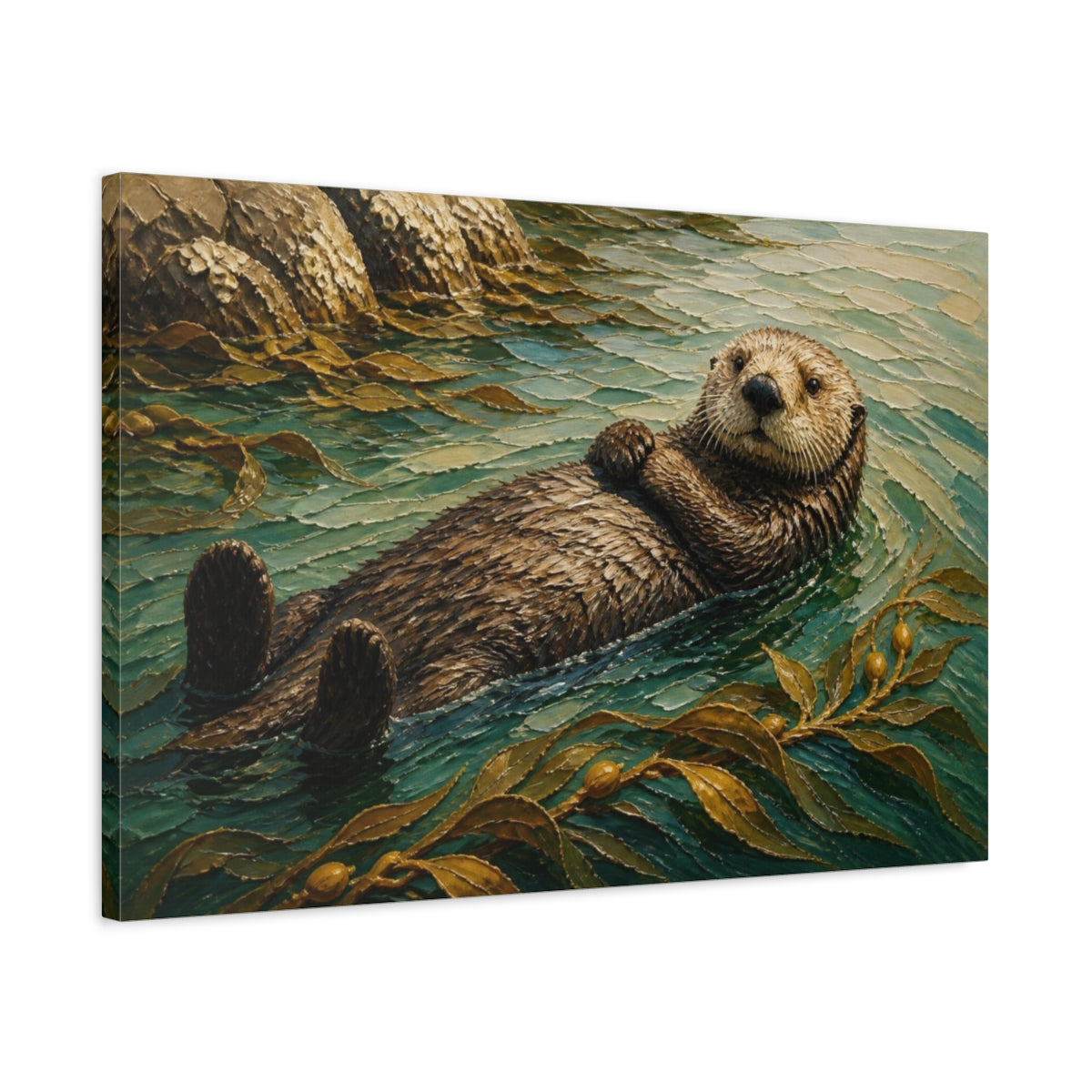 Side Mockup 2. Coastal Sea Otter shown as canvas print