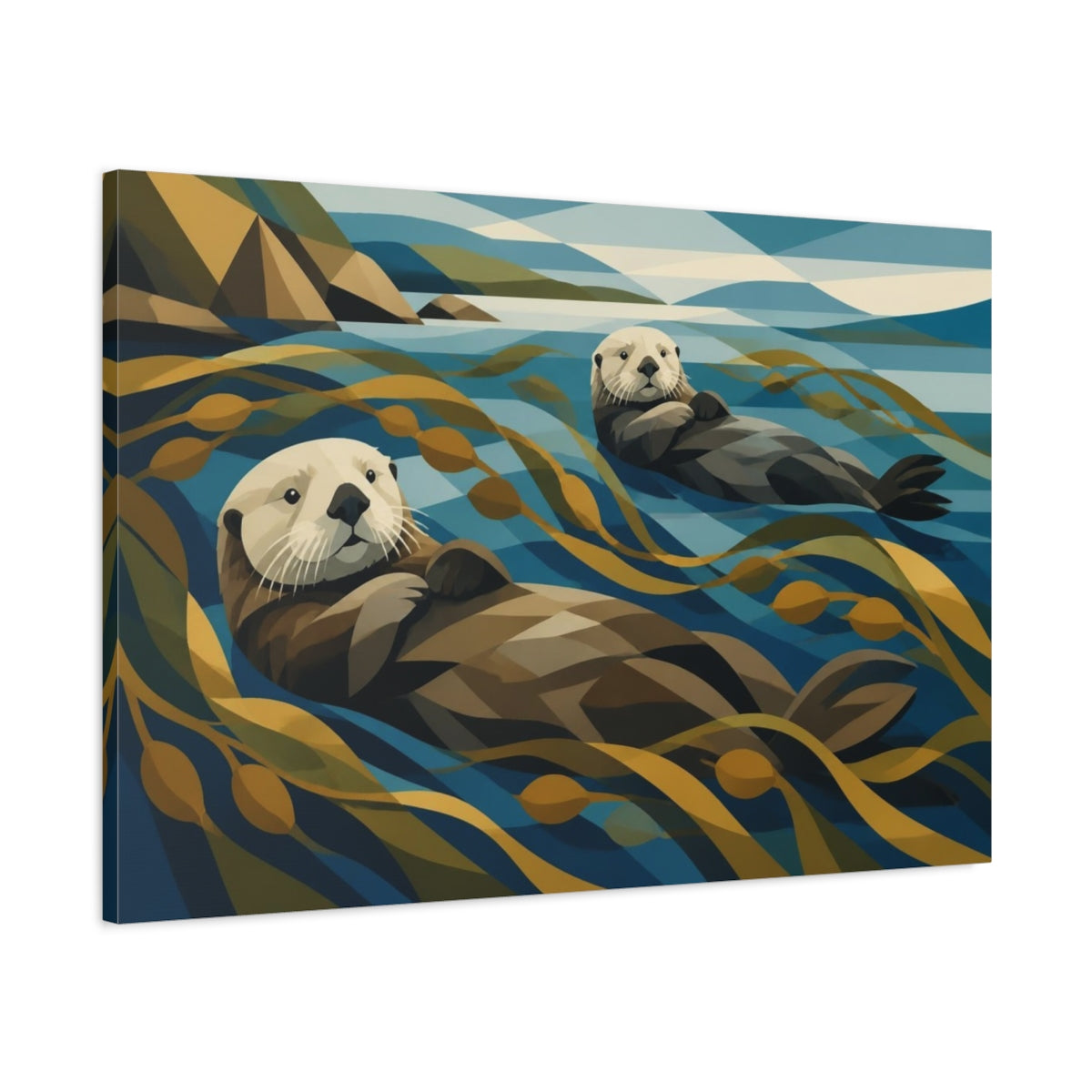 Main Mockup. Coastal Sea Otters shown as canvas print