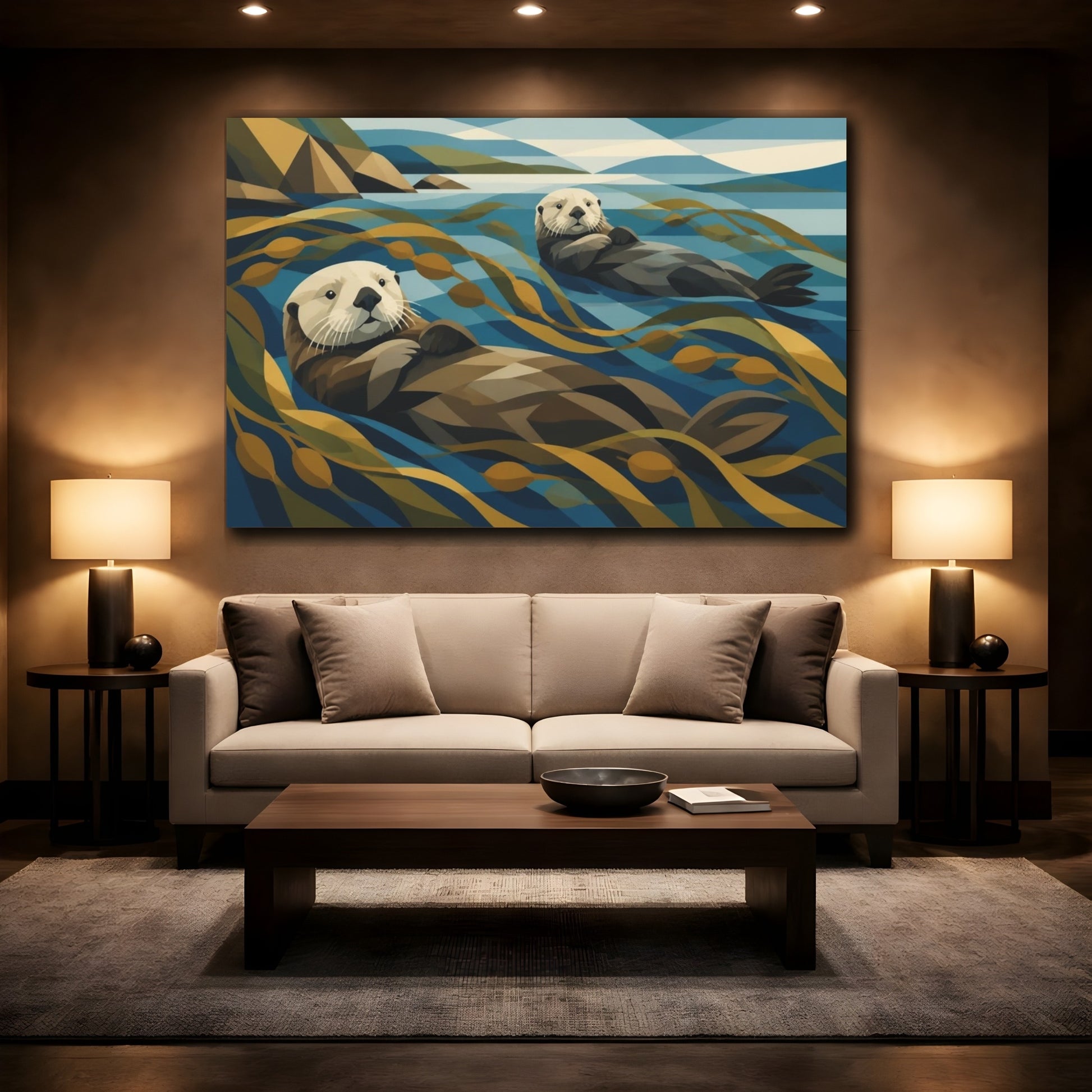 Mockup 2. Coastal Sea Otters shown as canvas print