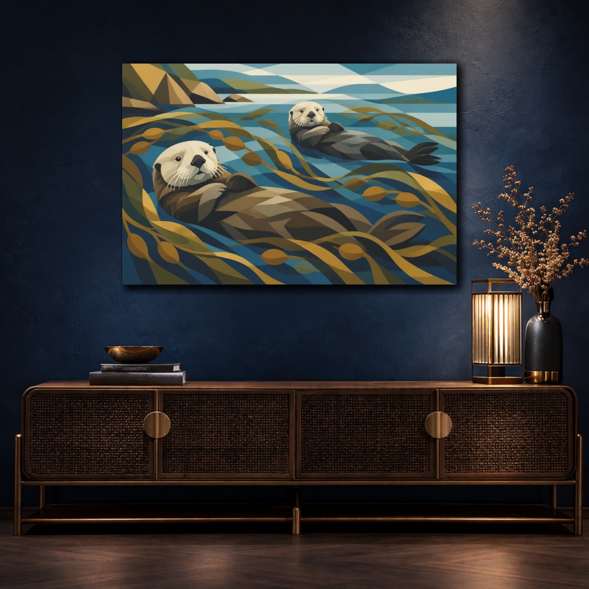 Mockup 4. Coastal Sea Otters shown as canvas print