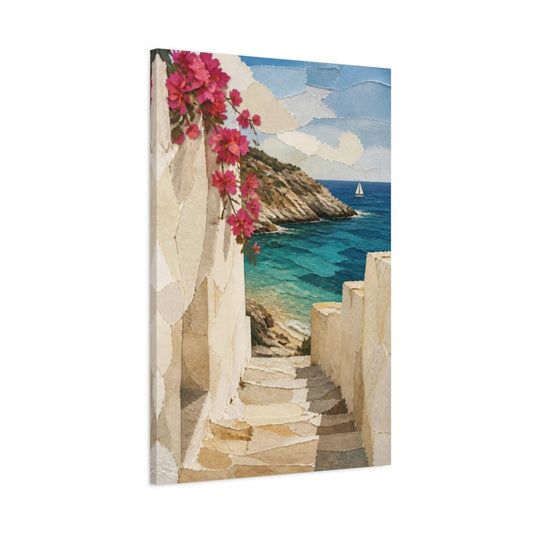 Coastal Stone Stairs Canvas Print Wall Art – Living Room Decor, Above Console Table - YesArtYes