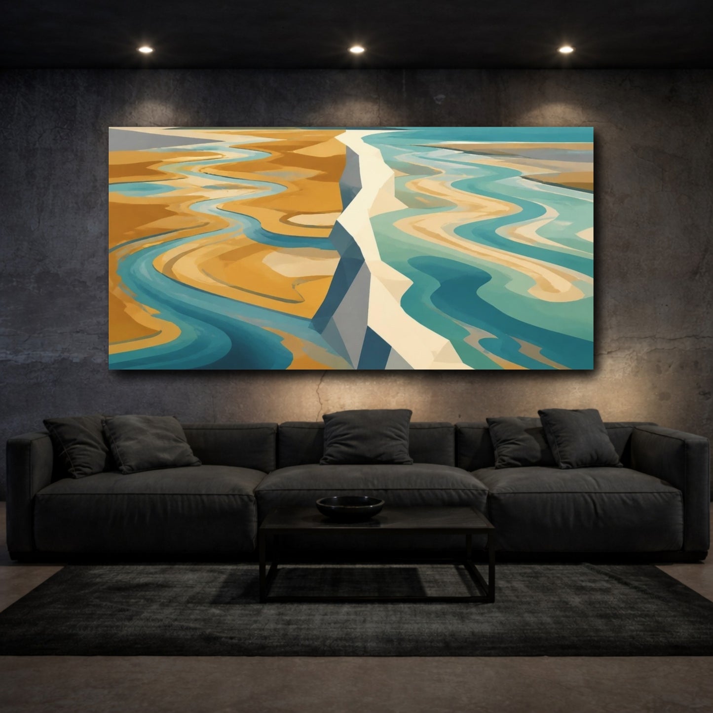 Mockup 3. Coastal Tidal Channels shown as canvas print