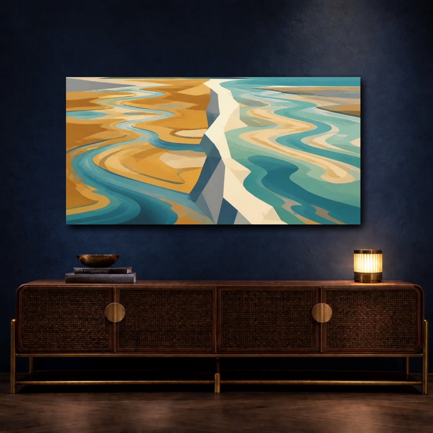 Mockup 4. Coastal Tidal Channels shown as canvas print