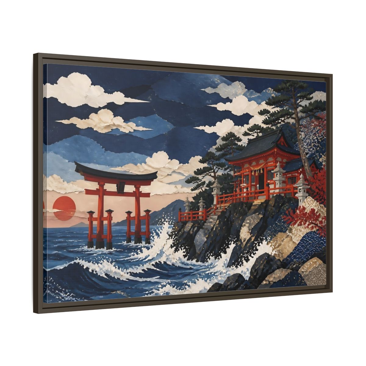 Main Mockup. Coastal Torii Shrine shown as framed canvas print