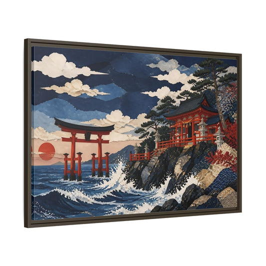 Main Mockup. Coastal Torii Shrine shown as framed canvas print