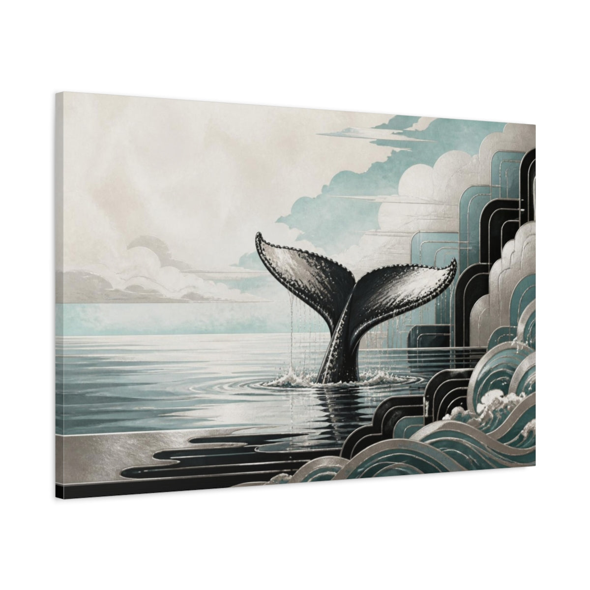 Main Mockup. Coastal Whale Tail shown as canvas print