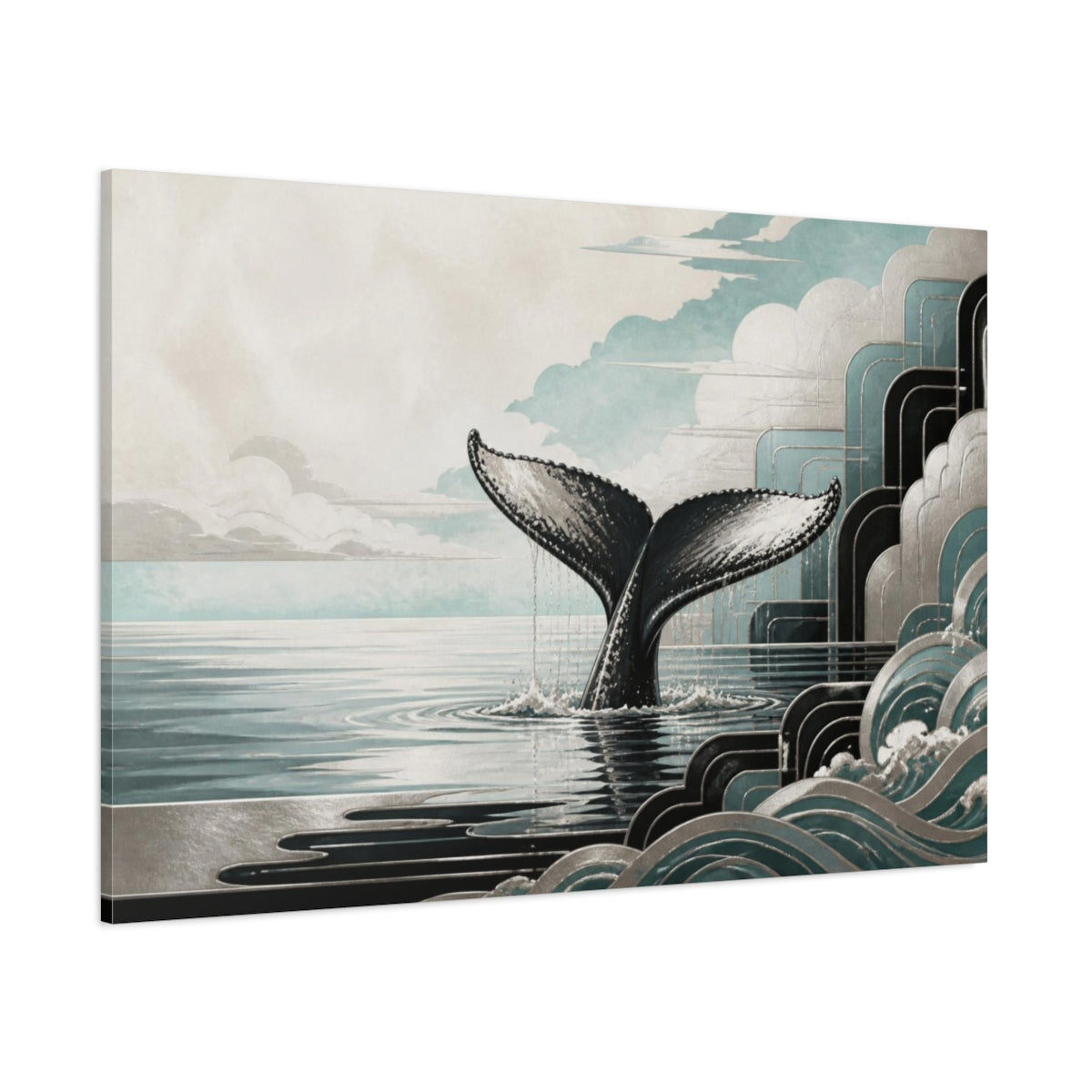 Side Mockup 1. Coastal Whale Tail shown as canvas print