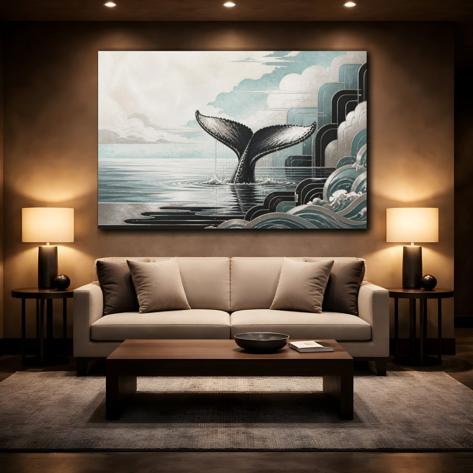 Mockup 2. Coastal Whale Tail shown as canvas print