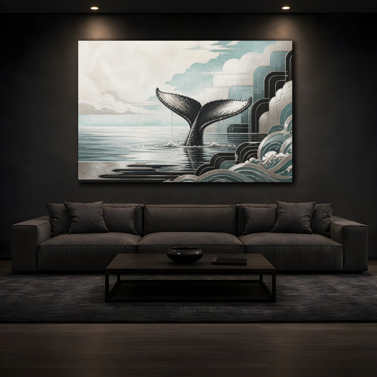 Mockup 3. Coastal Whale Tail shown as canvas print