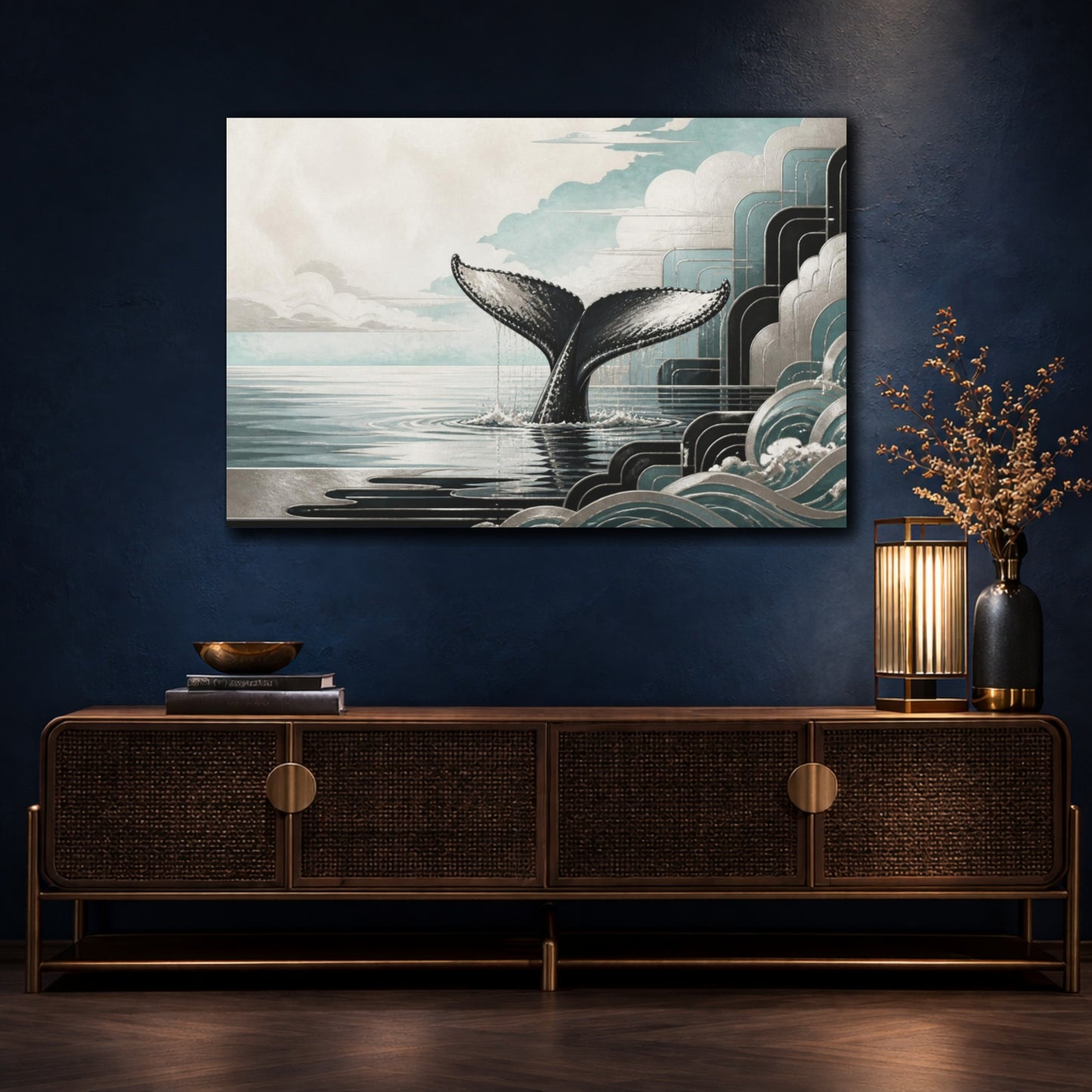 Mockup 4. Coastal Whale Tail shown as canvas print