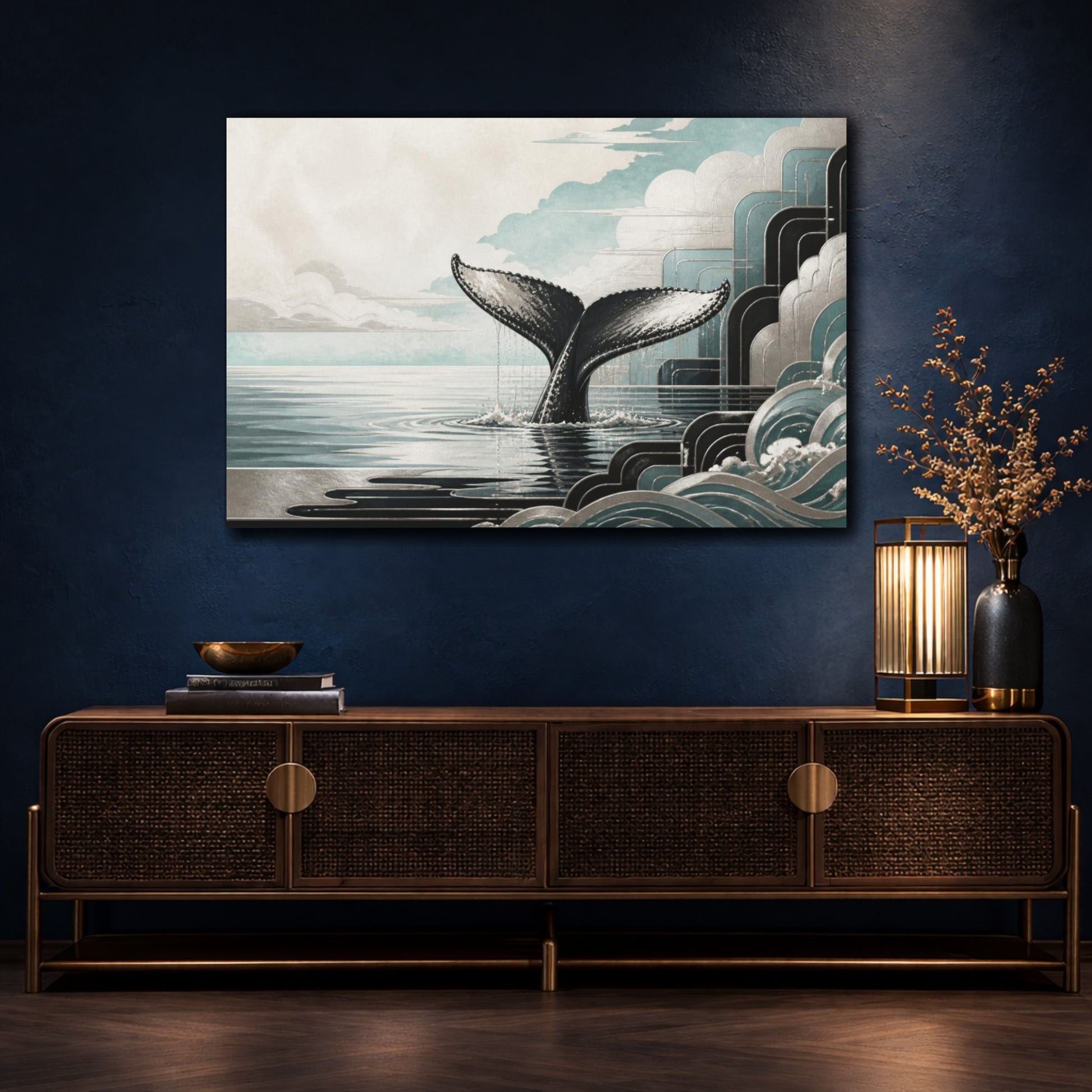Mockup 4. Coastal Whale Tail shown as canvas print