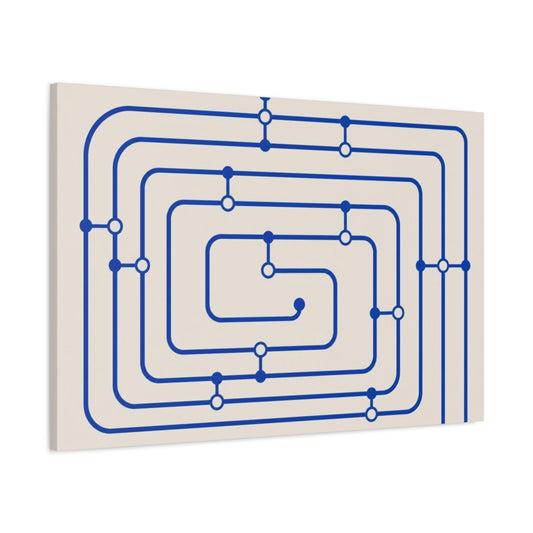 Main Mockup. Cobalt Transit Map shown as canvas print