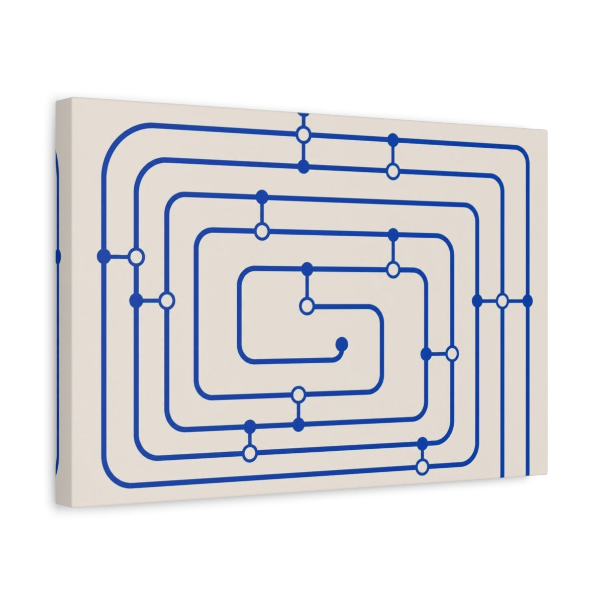 Side Mockup 4. Cobalt Transit Map shown as canvas print