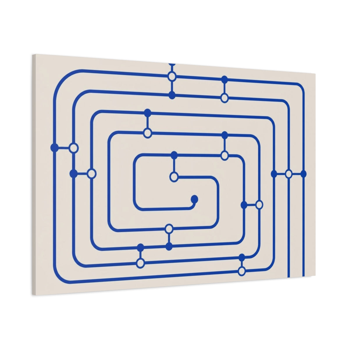 Side Mockup 1. Cobalt Transit Map shown as canvas print