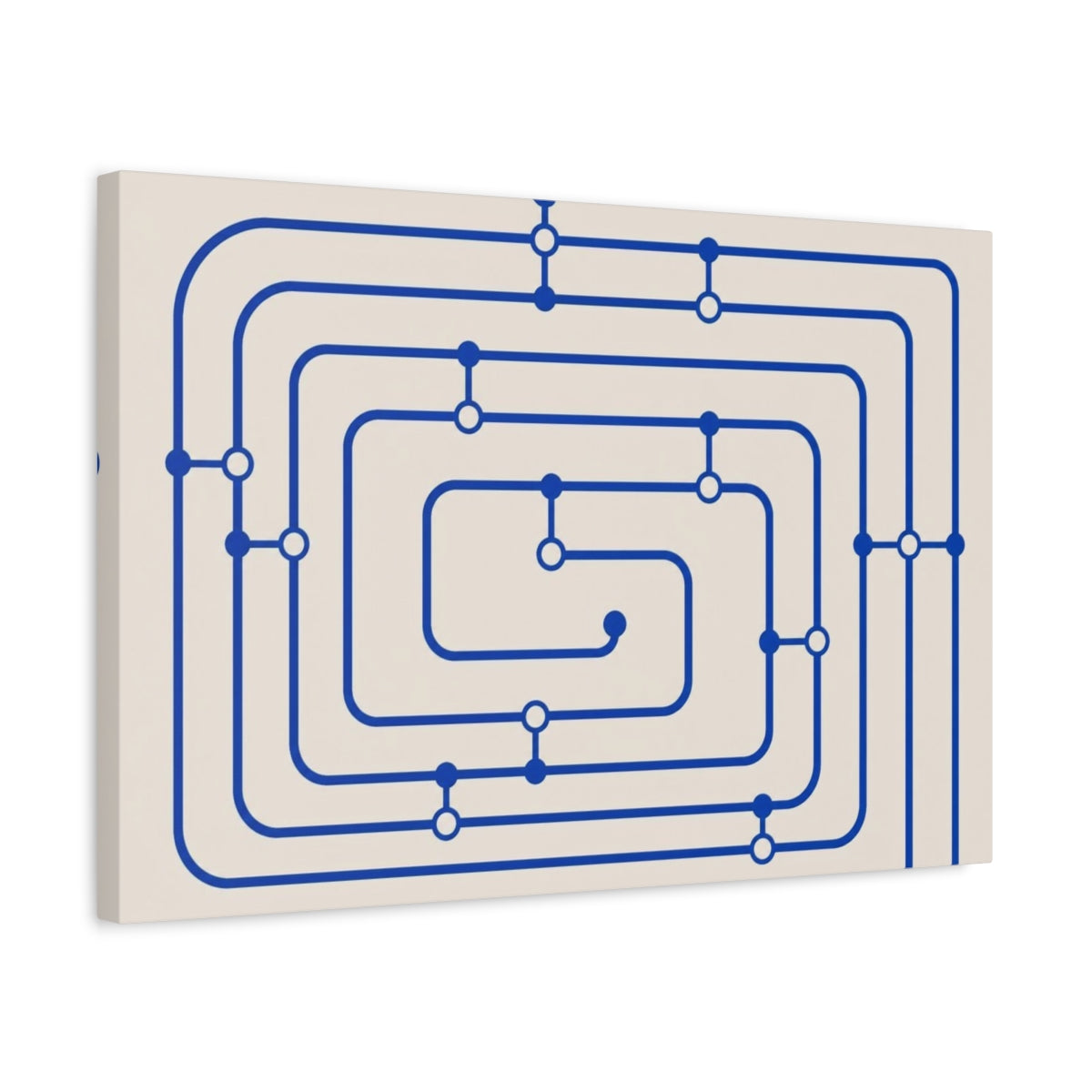 Side Mockup 3. Cobalt Transit Map shown as canvas print