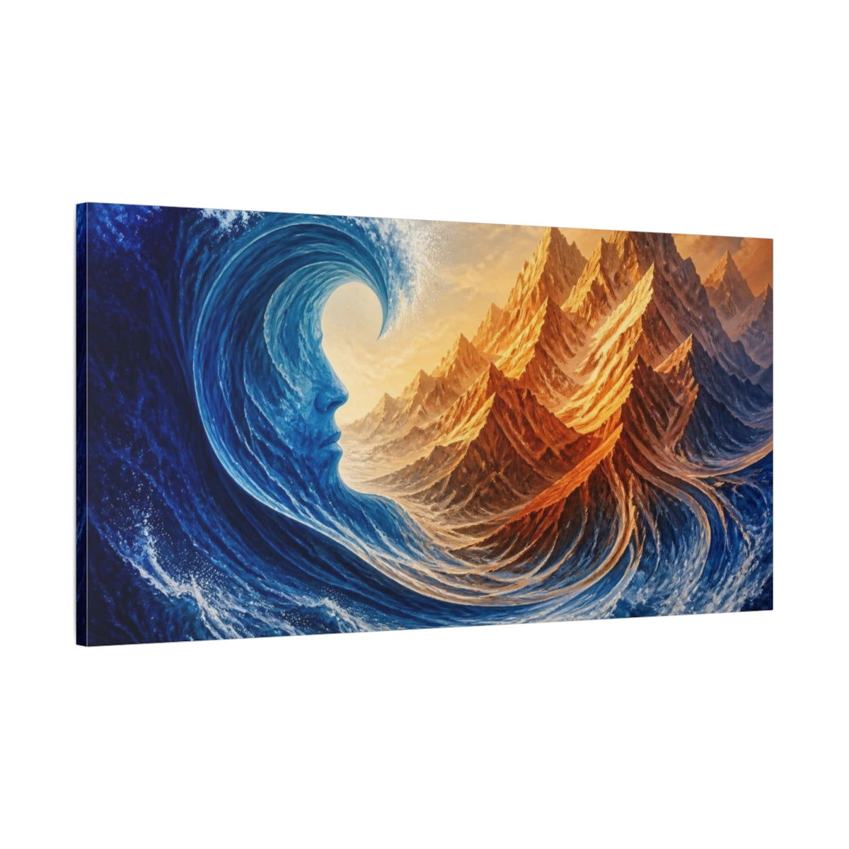 Main Mockup. Cobalt Wave Illusion shown as canvas print
