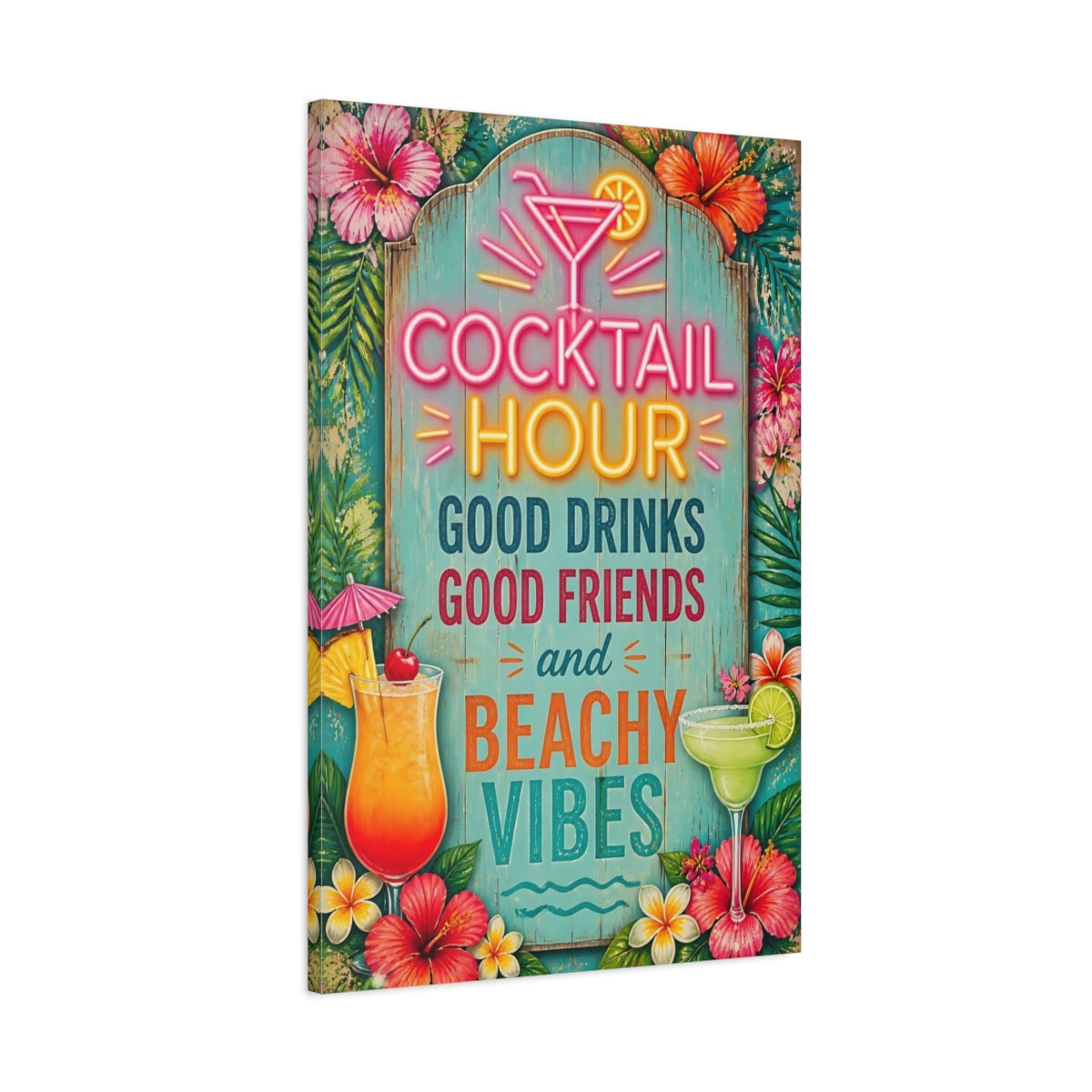 Main Mockup. Cocktail Hour Beach Vibes shown as canvas print