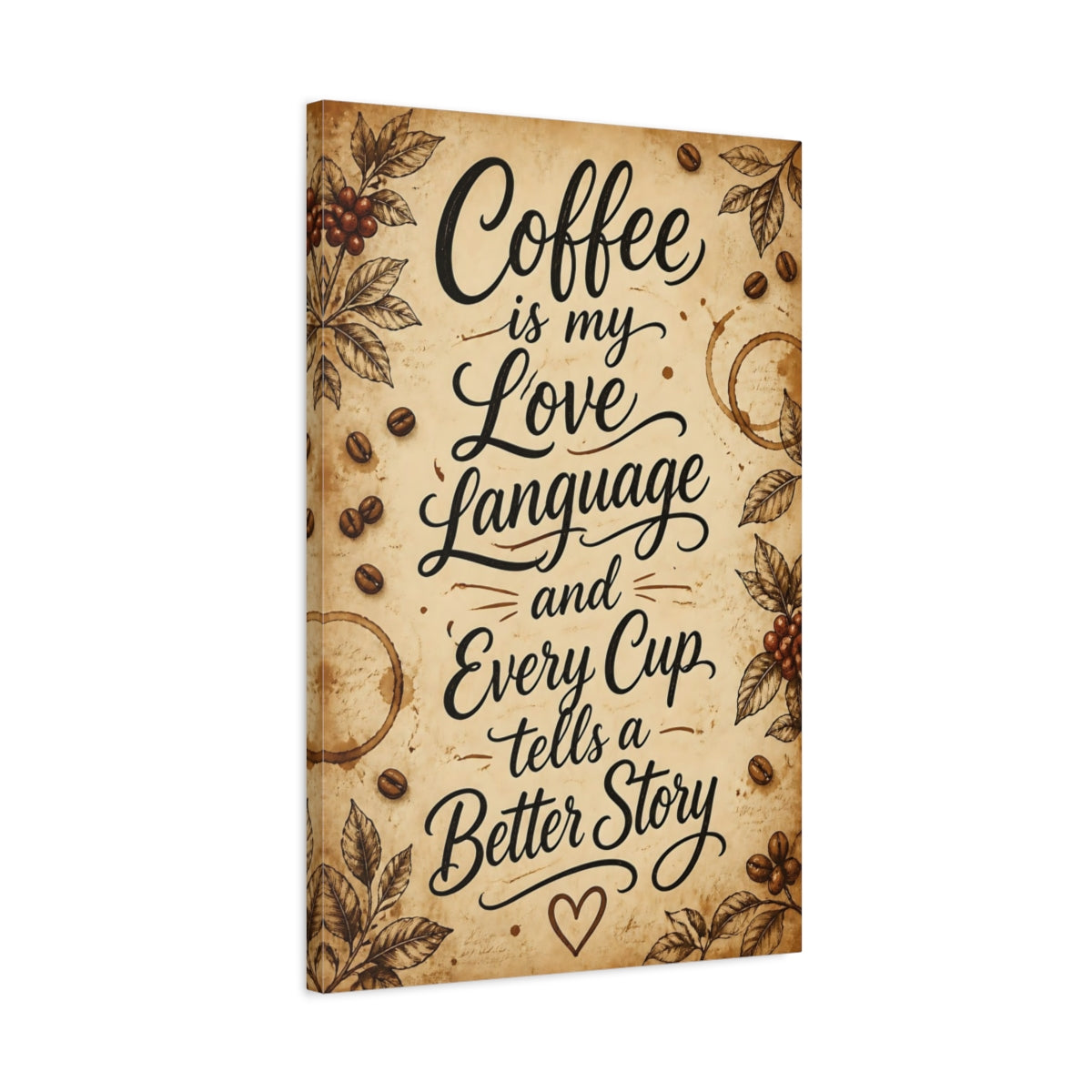 Side Mockup 2. Coffee Is My Love Language shown as canvas print
