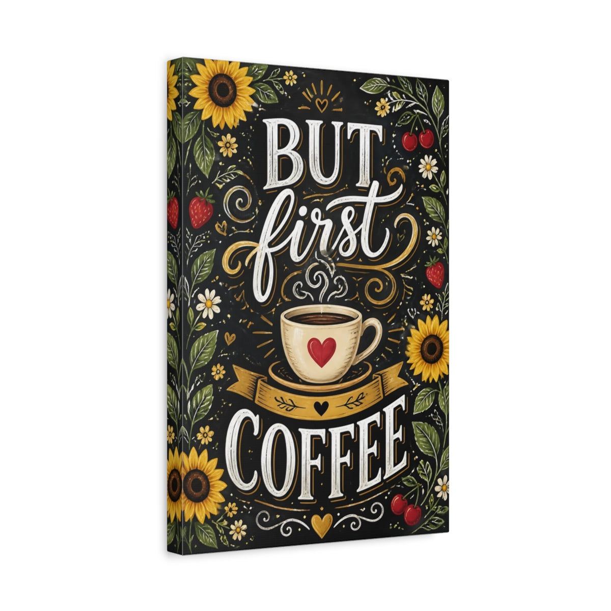 Side Mockup 4. Coffee Quote Chalkboard shown as canvas print